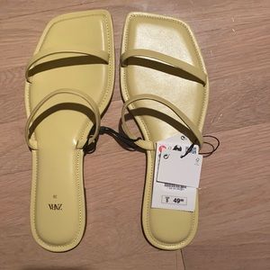 ZARA NWT yellow square toe shoes